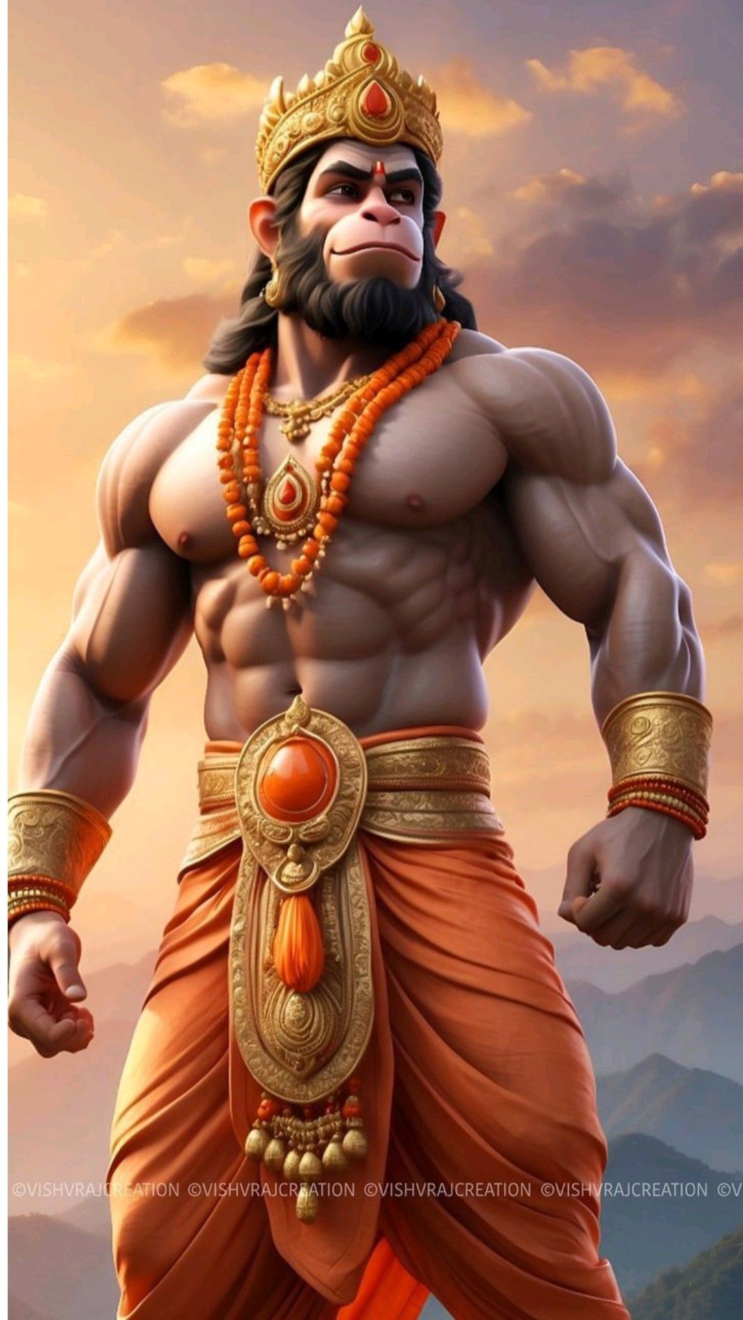 Powerful Hanuman image for mobile wallpaper