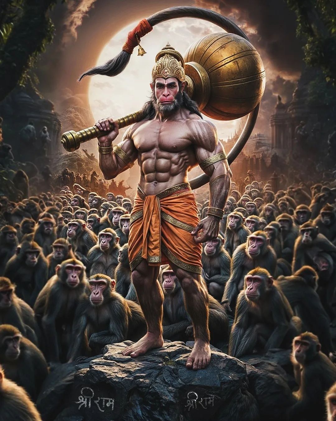 Hanuman carrying mountain with healing herb