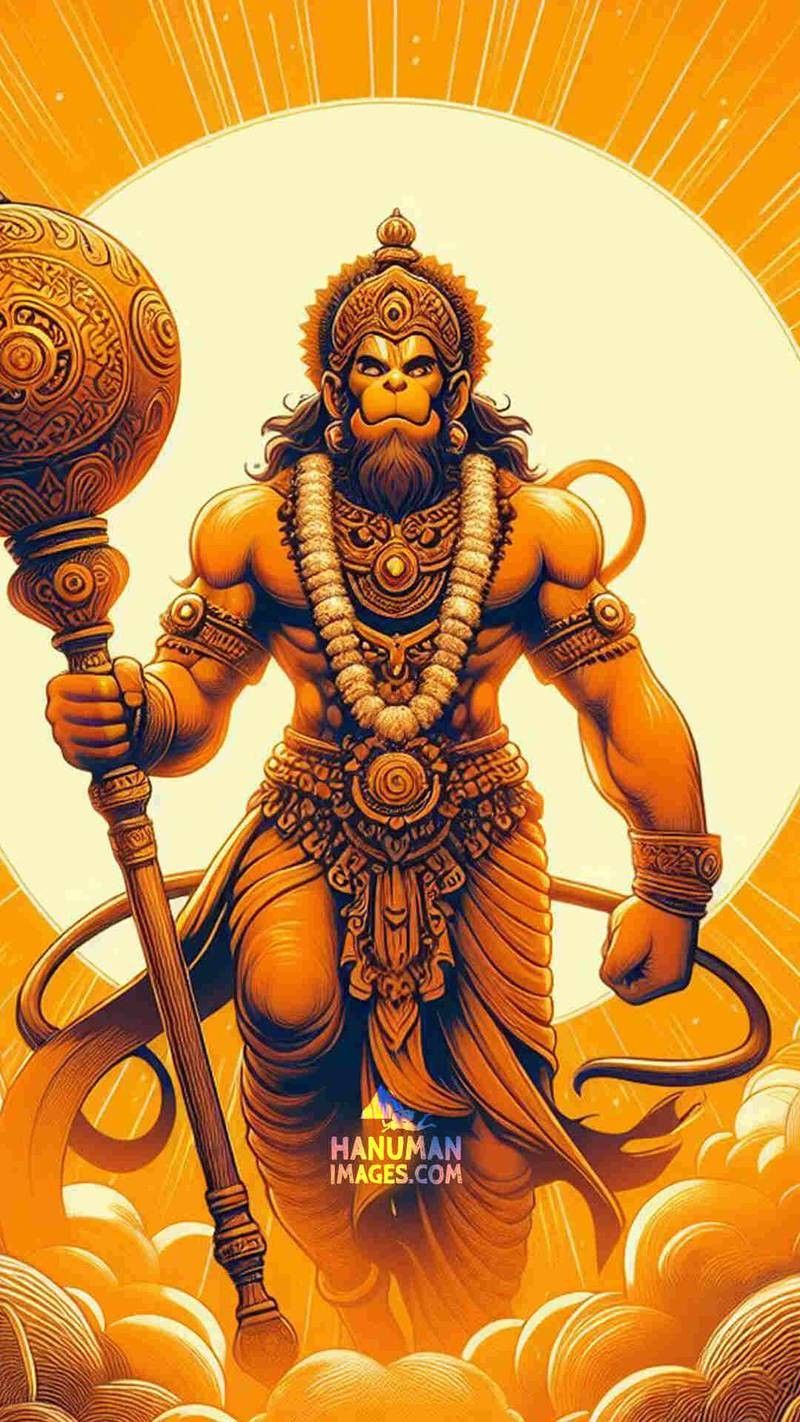 Powerful Hanuman with his mace