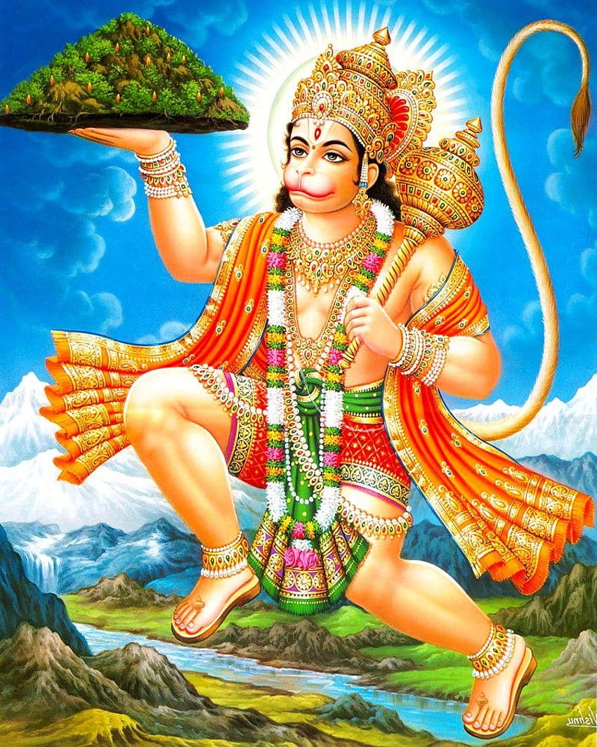 Hanuman carrying the Sanjeevani mountain