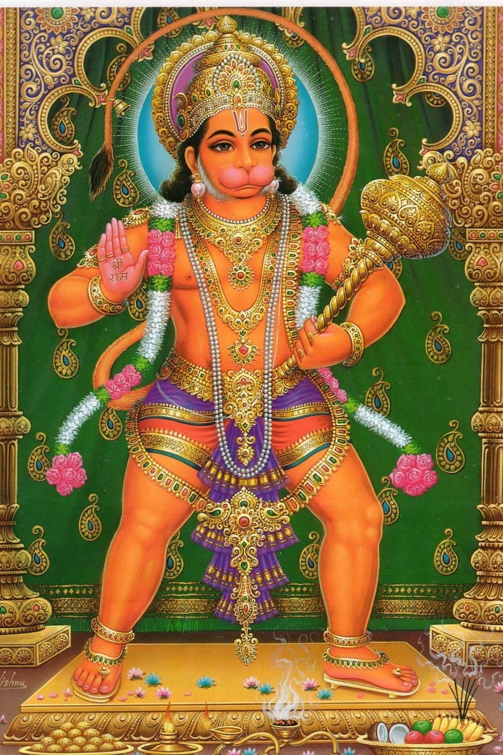 Powerful Hanuman holding a mace