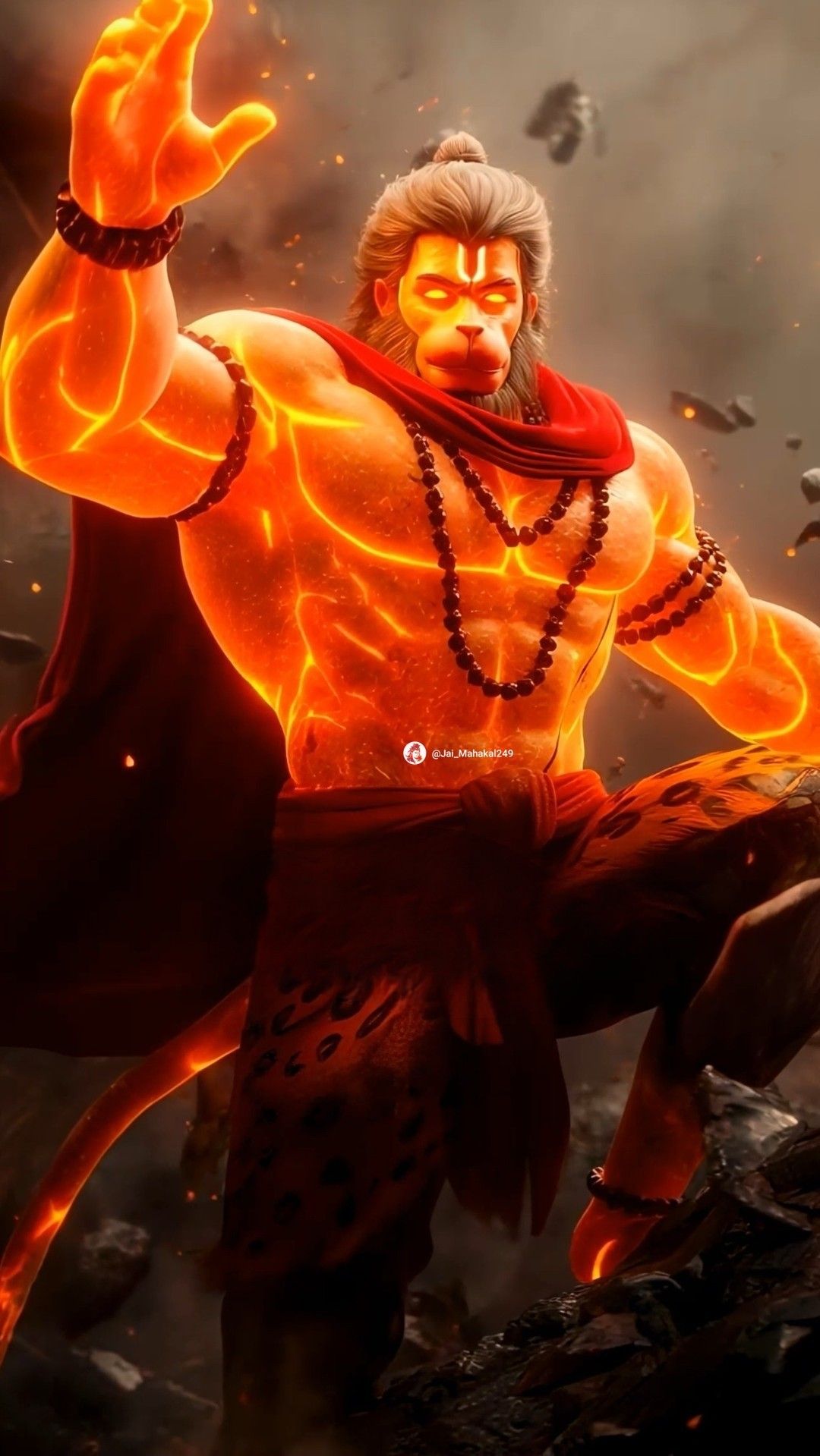 Powerful Hanuman stands ready for service.