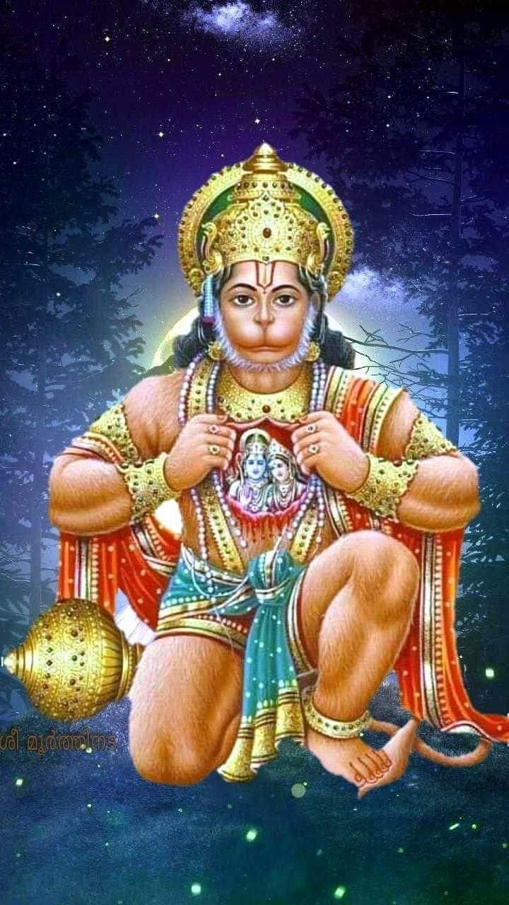 Hanuman holding Ram Sita image