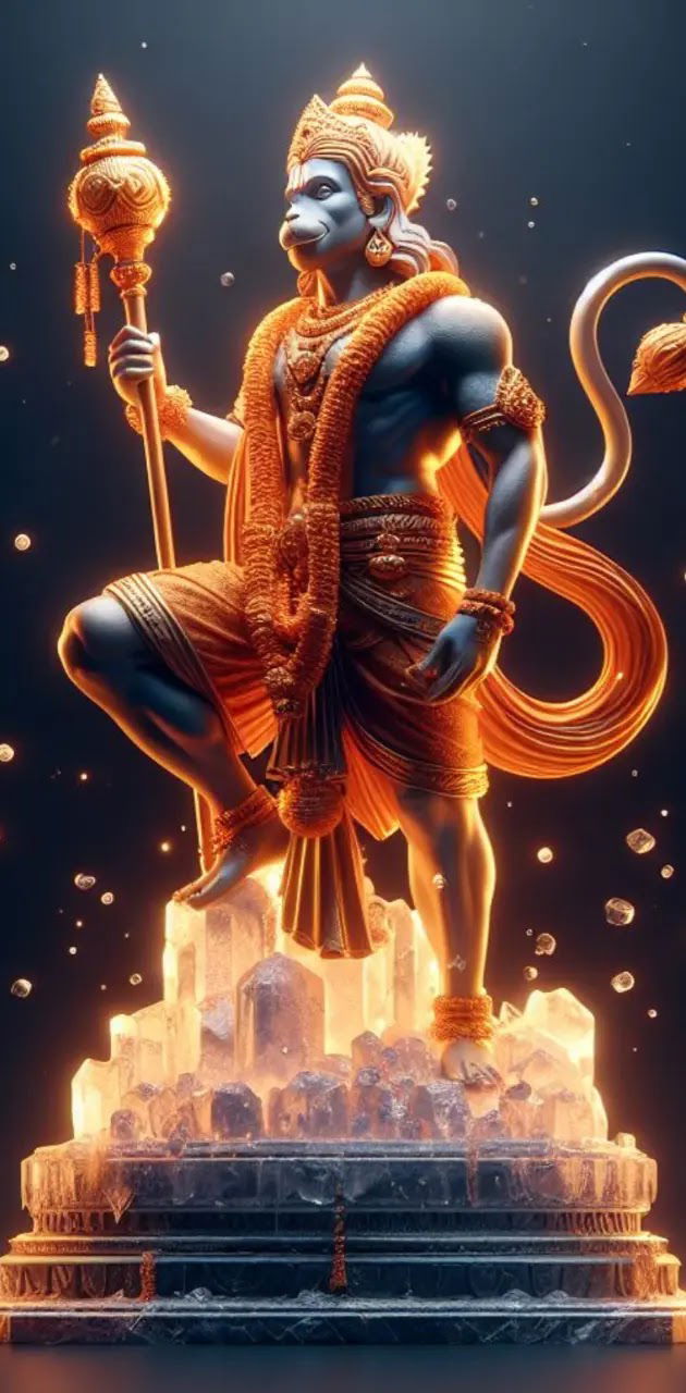 Hanuman standing with mace, divine form