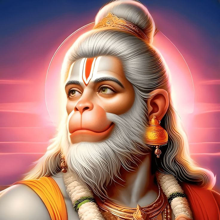 Radiant Hanuman portrait for mobile wallpaper