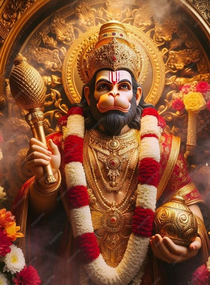 Hanuman holding mace, divine portrait