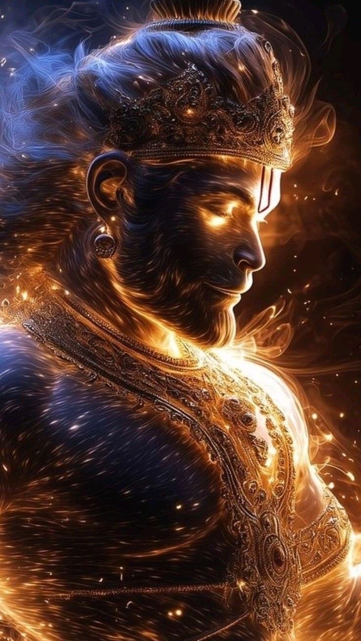 Radiant Hanuman portrait, divine strength