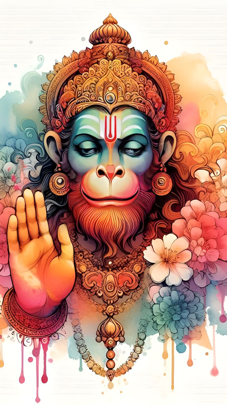 Radiant Hanuman bestows blessings