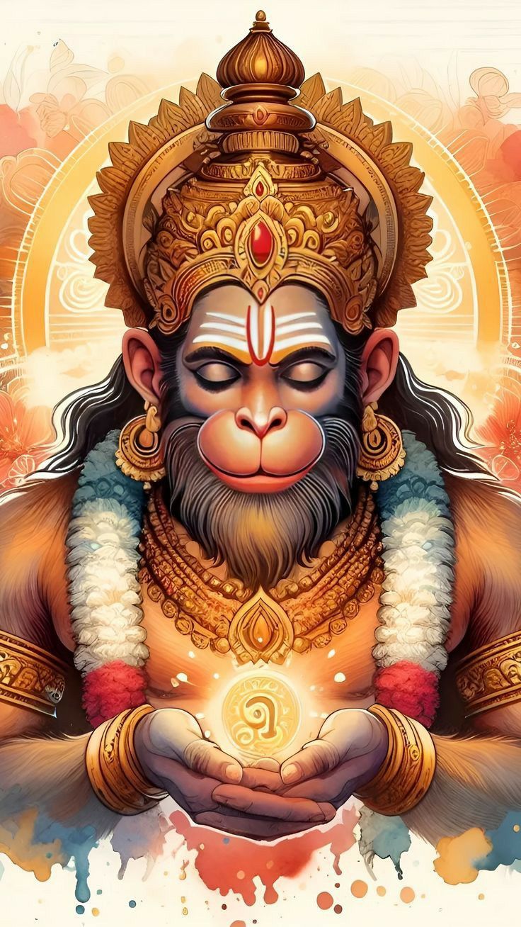 Hanuman holding light in palms