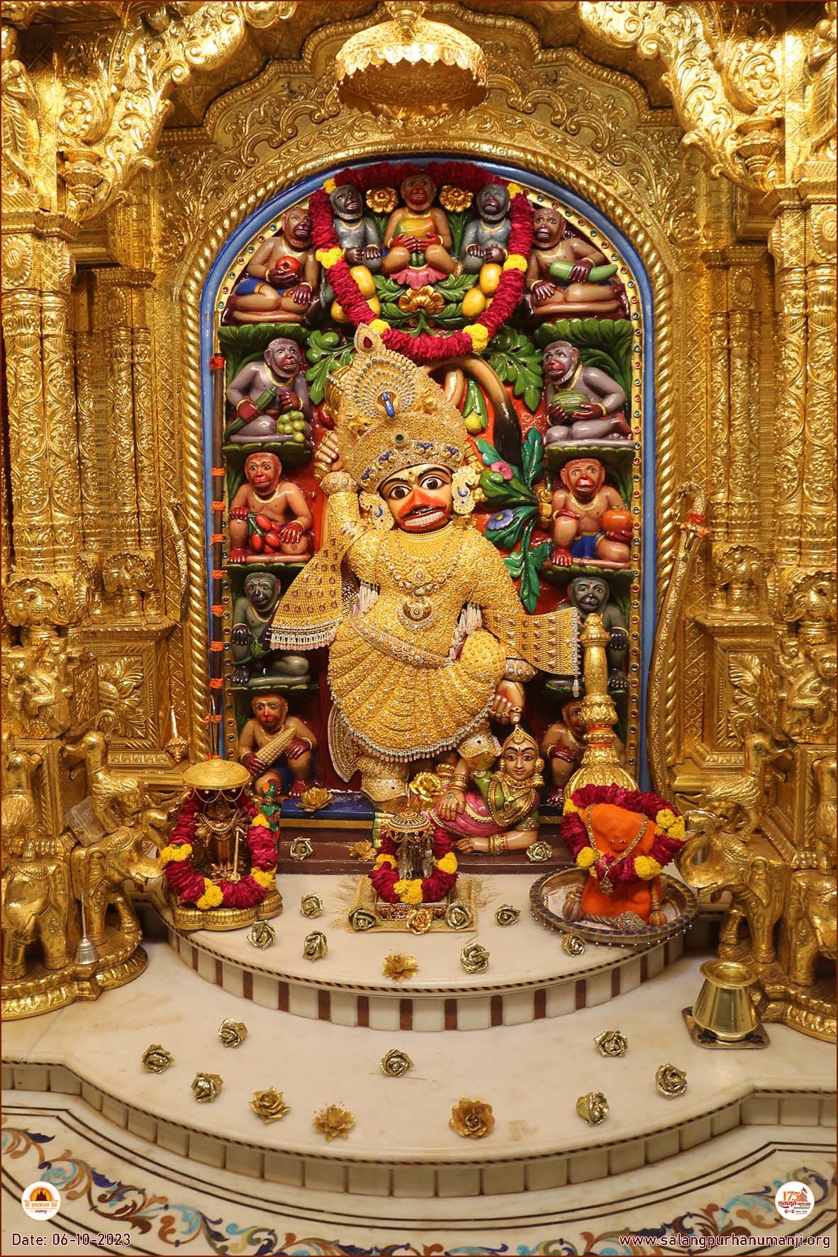 Golden Hanuman statue in a temple