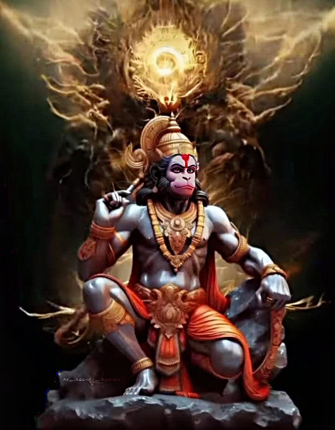 Hanuman with mace, divine protection