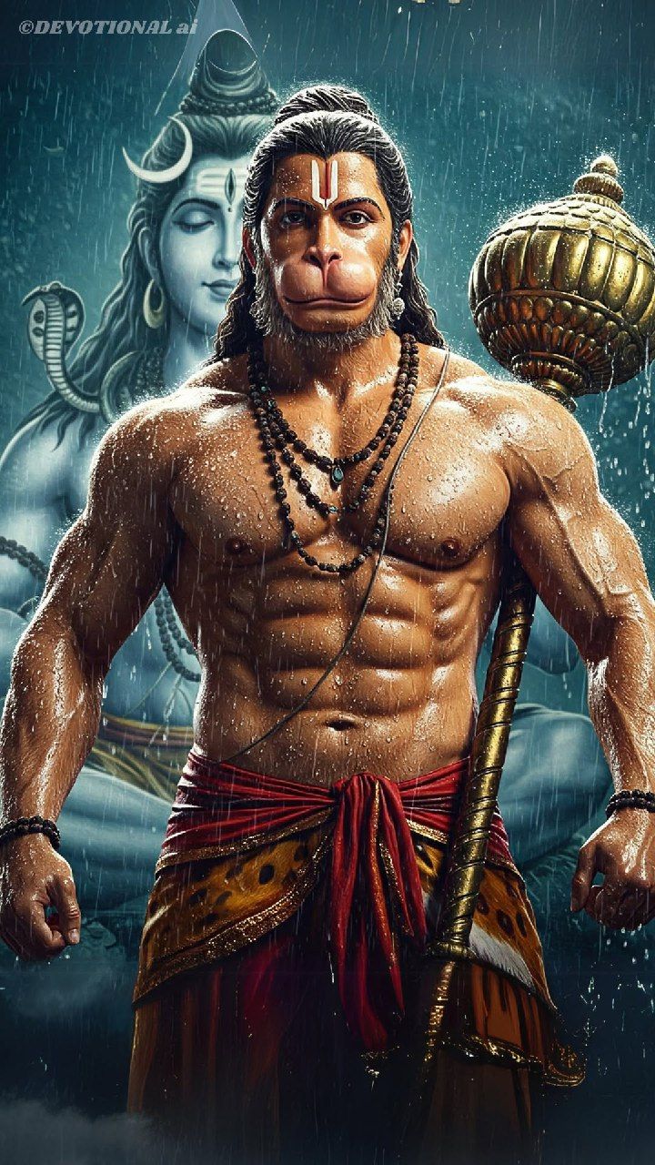 Hanuman stands strong with Lord Shiva
