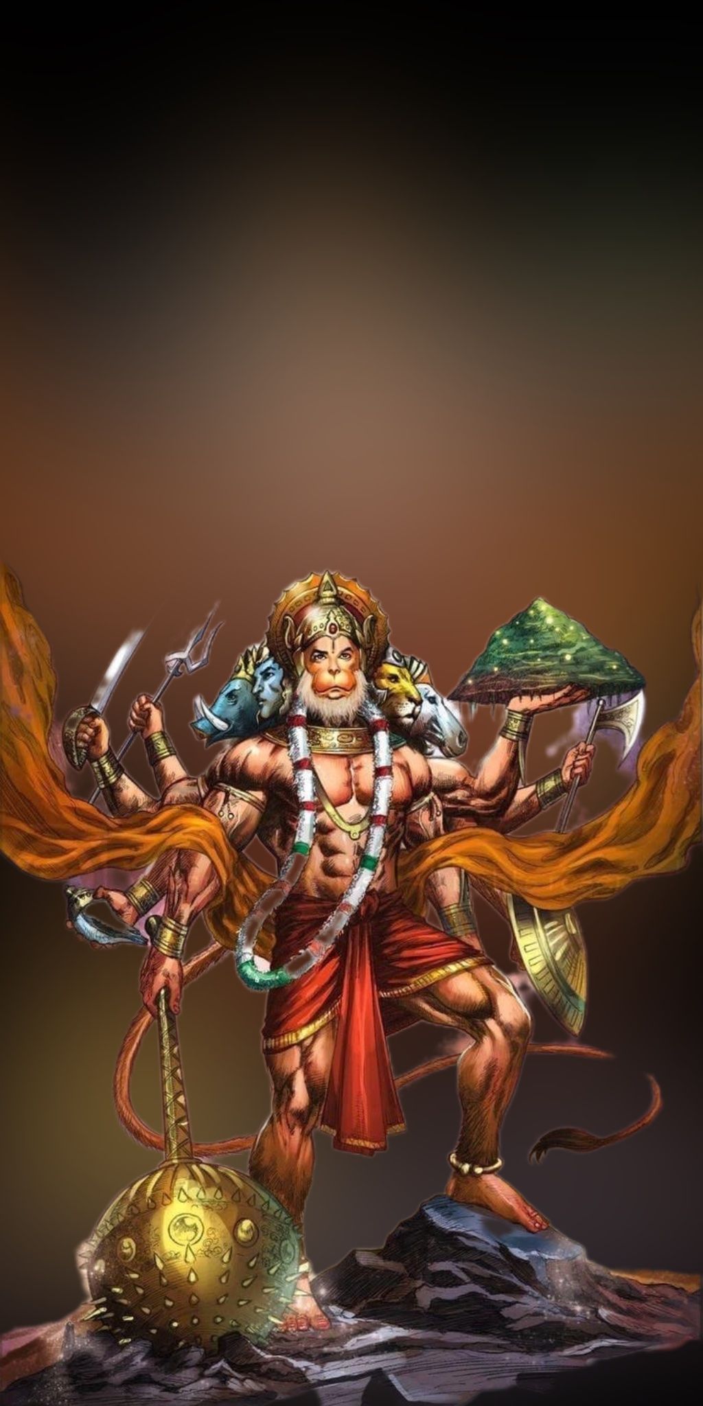 Powerful Hanuman carrying Sanjeevani mountain.