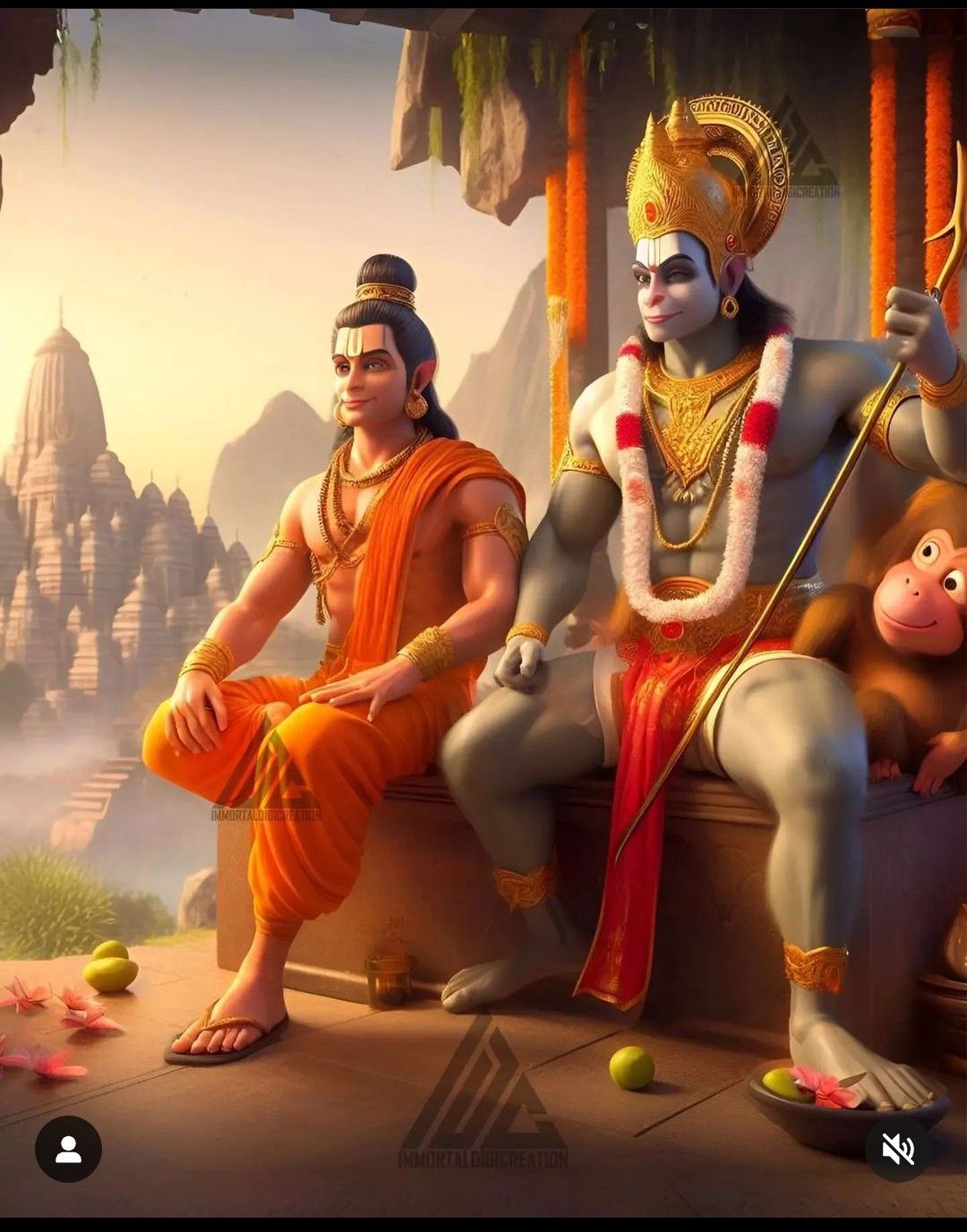 Hanuman carrying the Sanjeevani mountain