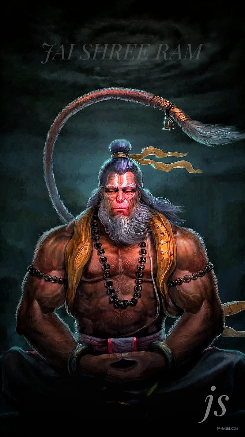 Powerful Hanuman portrait, divine strength