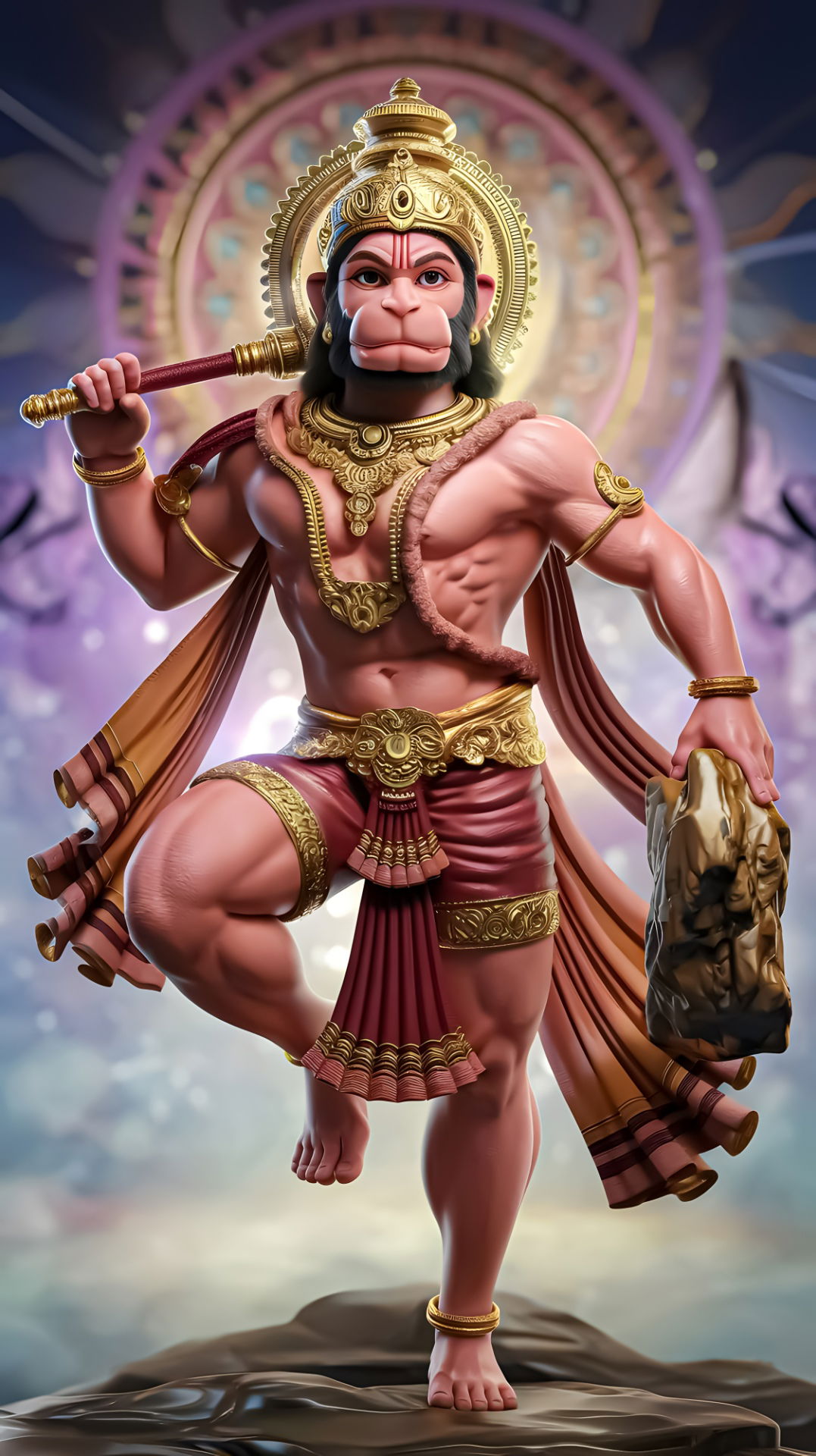 Hanuman carrying the Sanjeevani mountain