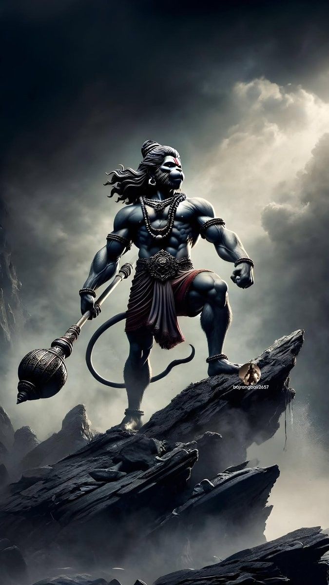Hanuman with mace, steadfast and strong