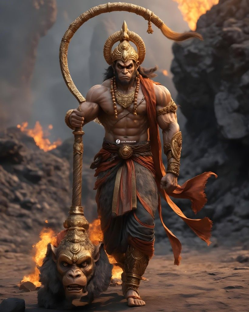 Hanuman carrying the Sanjeevani mountain