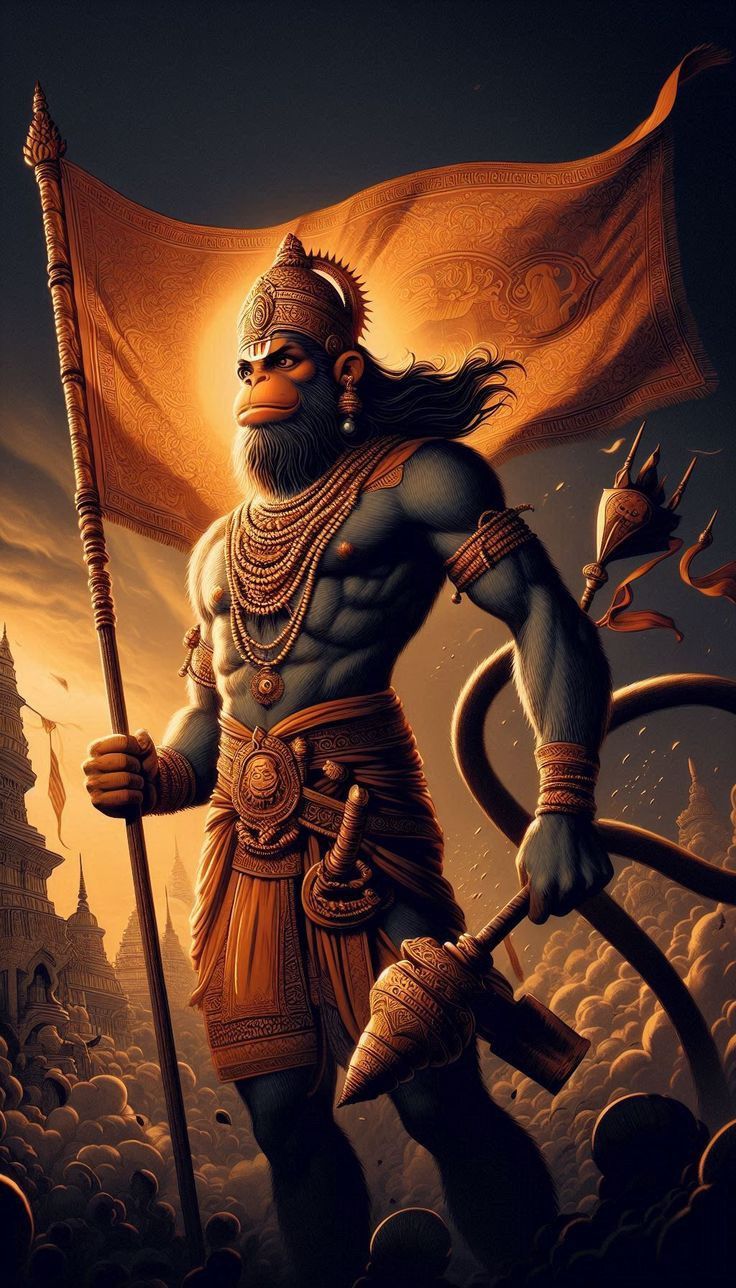 Powerful Hanuman carrying Sanjeevani mountain.