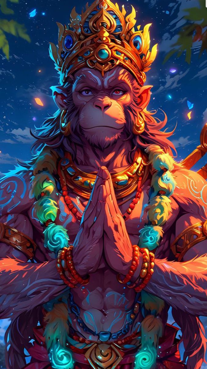 Hanuman in prayerful pose, divine image