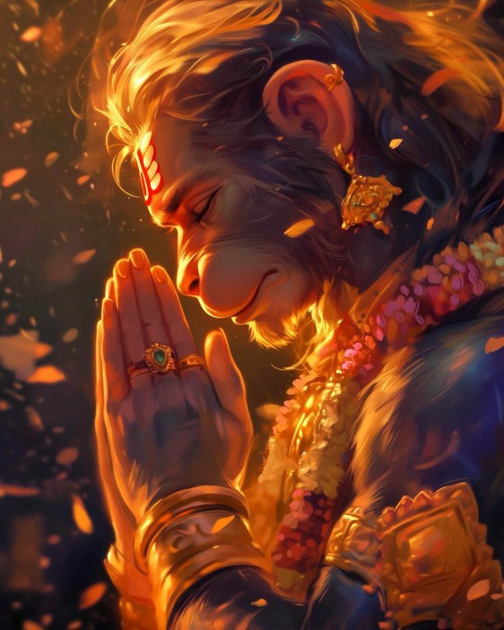 Hanuman in prayer, devotional wallpaper