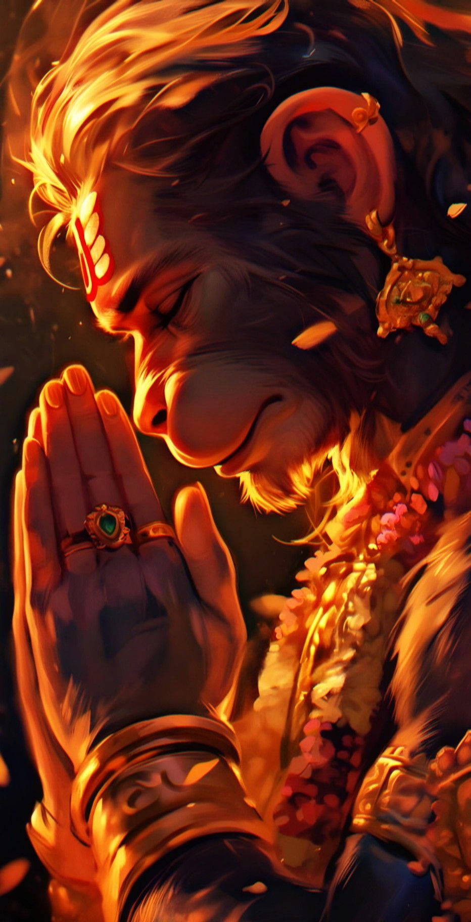 Hanumanji in a prayerful pose.