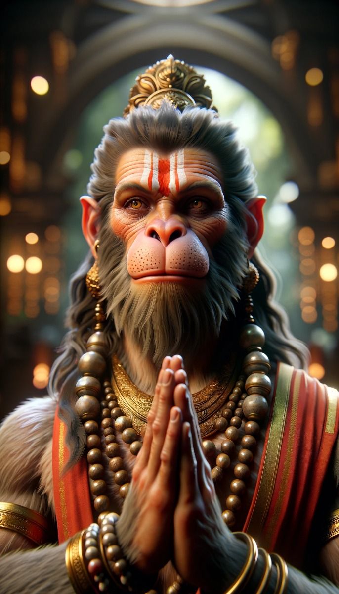 Hanuman in prayerful pose, divine image