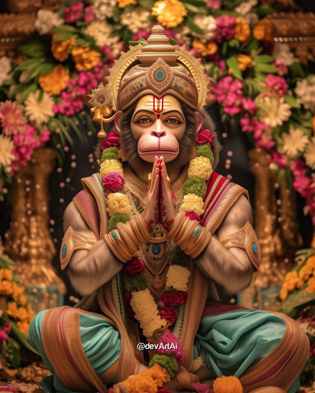Hanuman in prayer, folded hands, devotion
