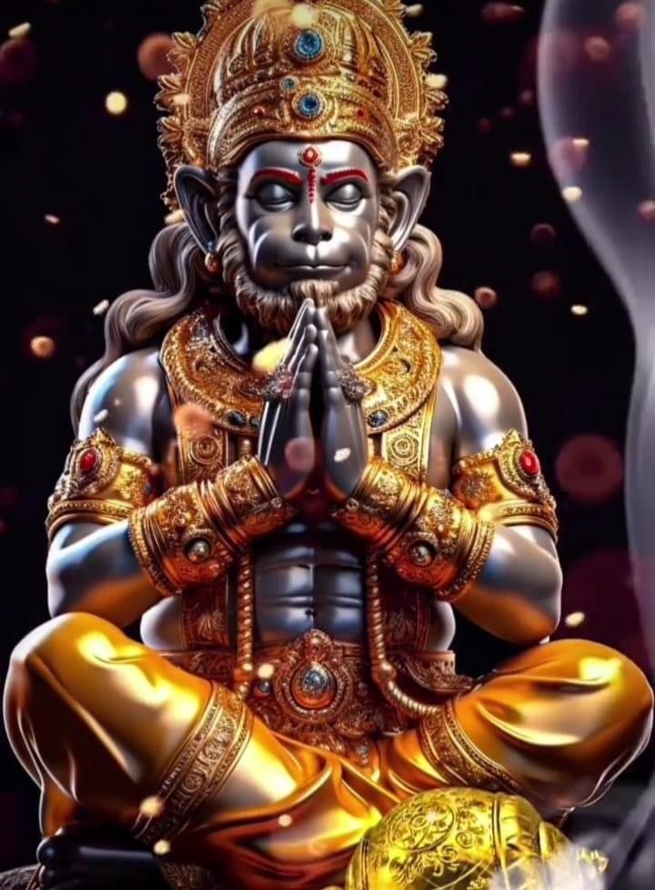 Hanuman in prayerful meditation posture