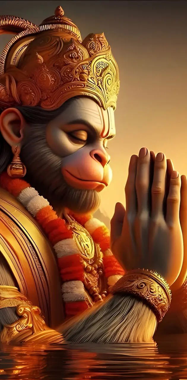 Hanuman in prayerful pose close-up