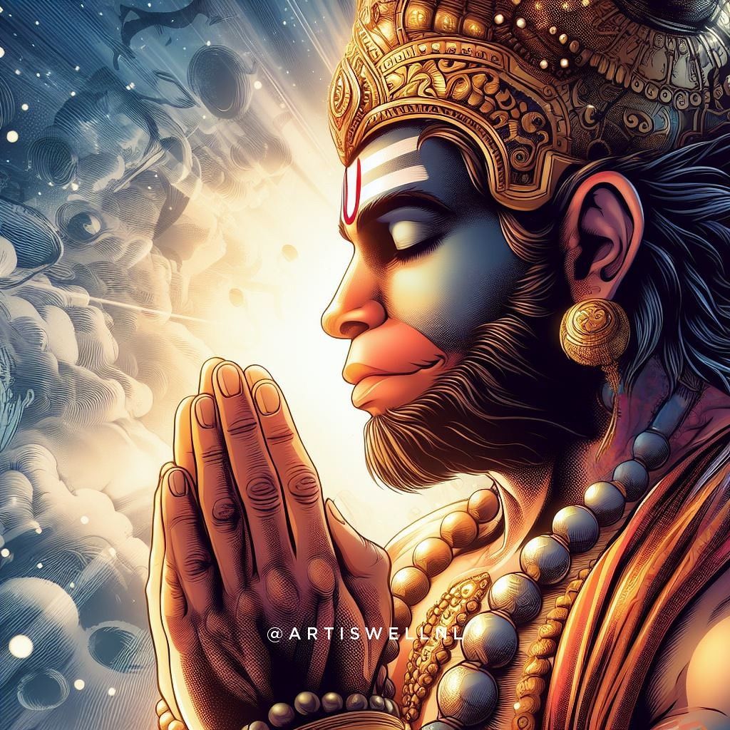 Hanuman praying with folded hands