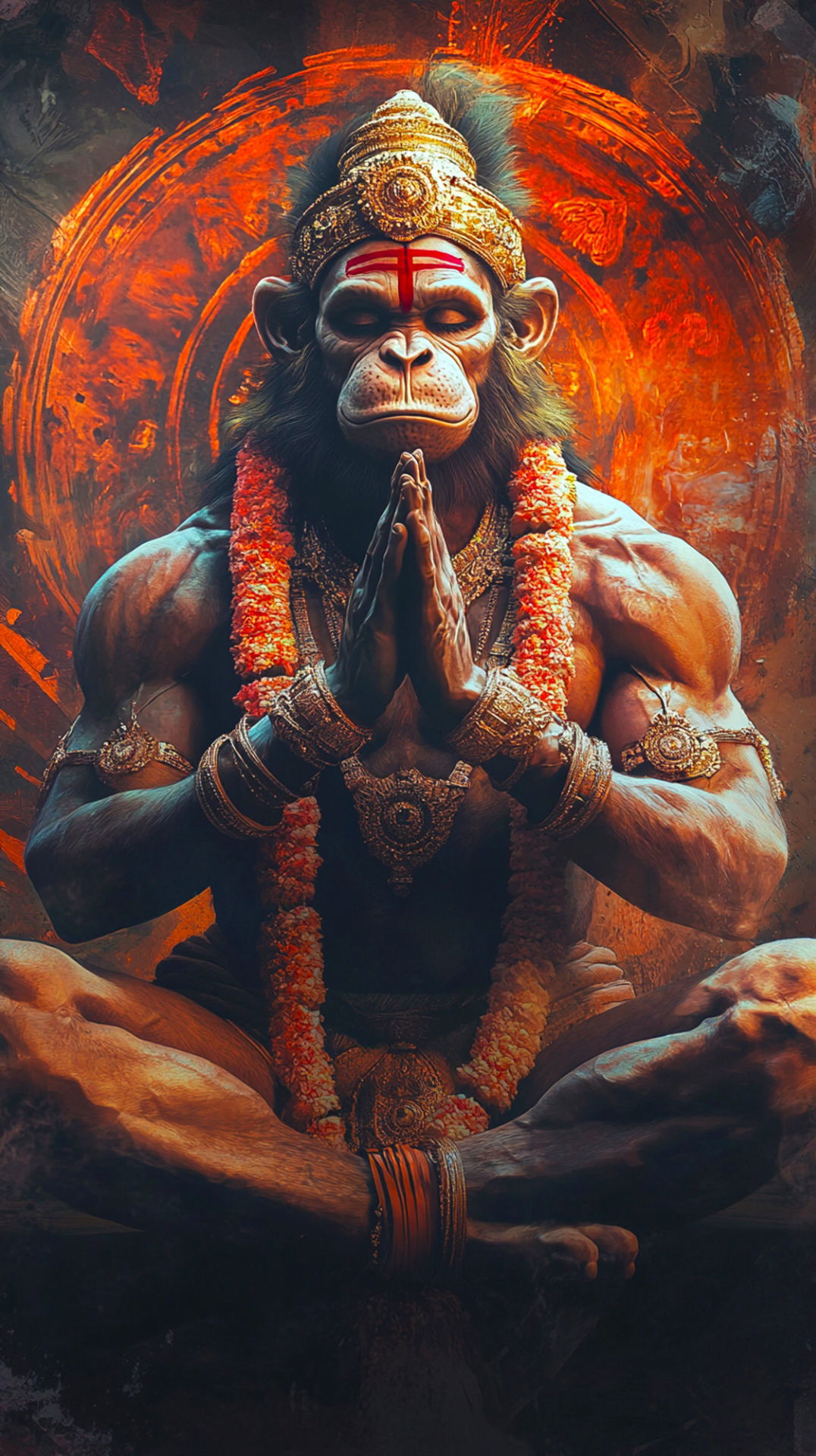 Hanuman in prayerful lotus position