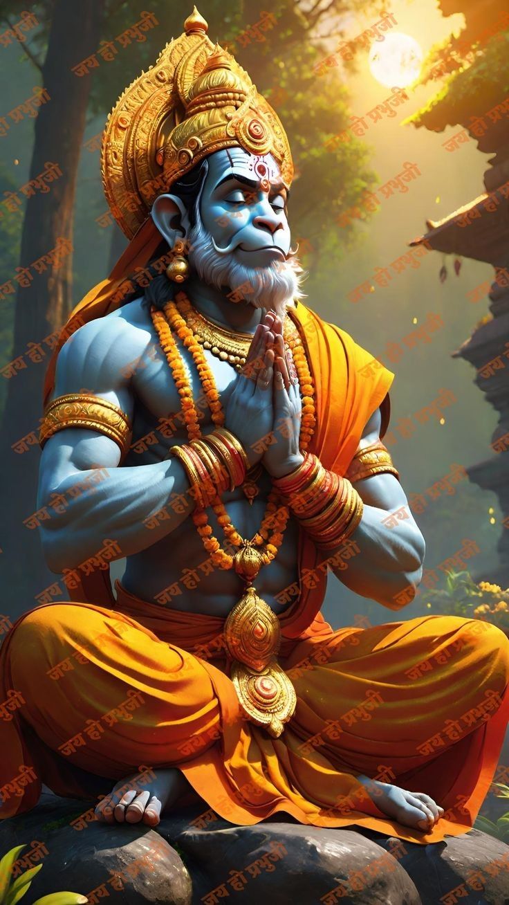Hanuman in prayerful pose, divine image