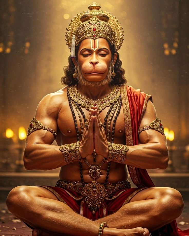 Hanuman in prayerful lotus position