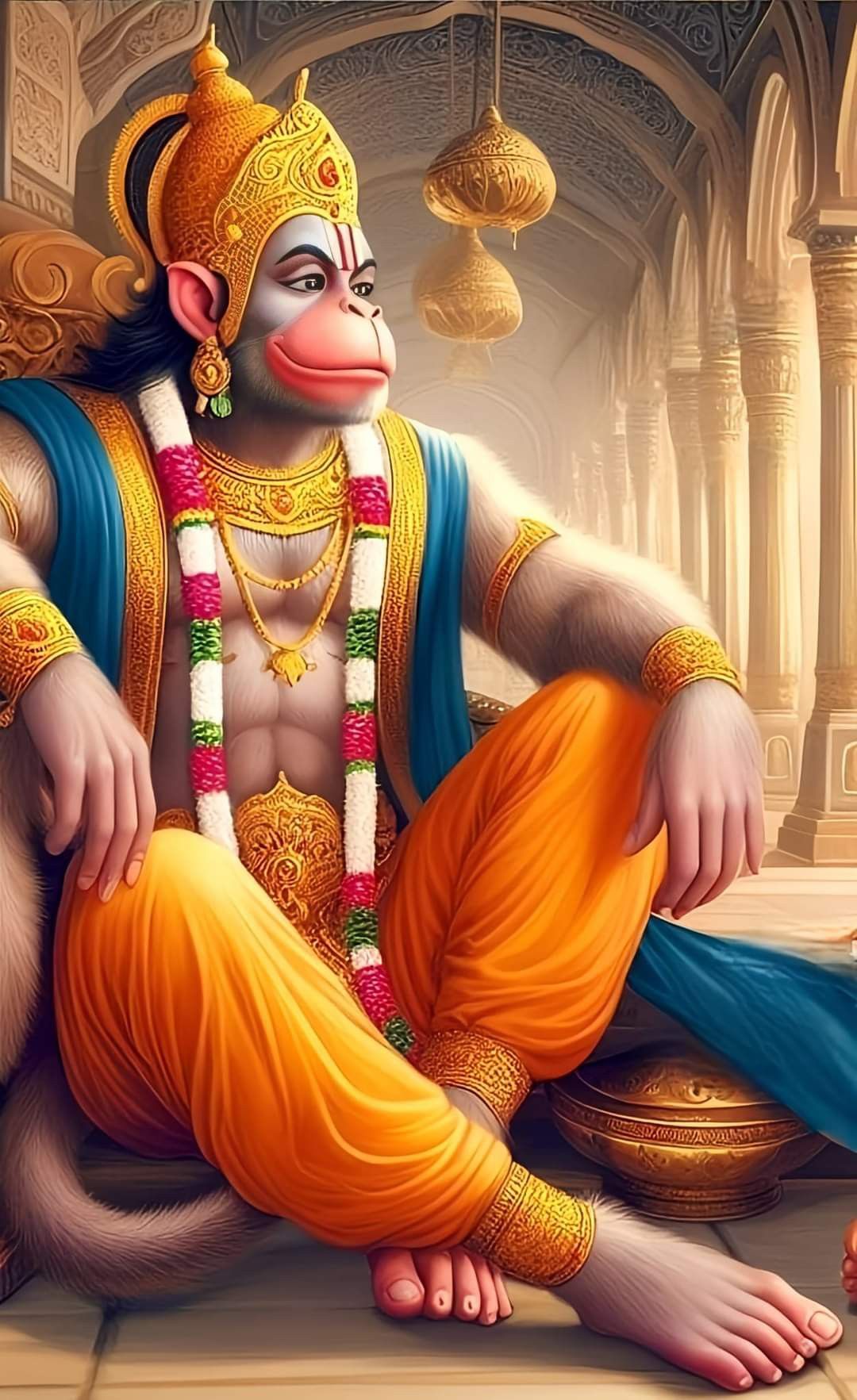 Hanumanji seated in divine splendor.