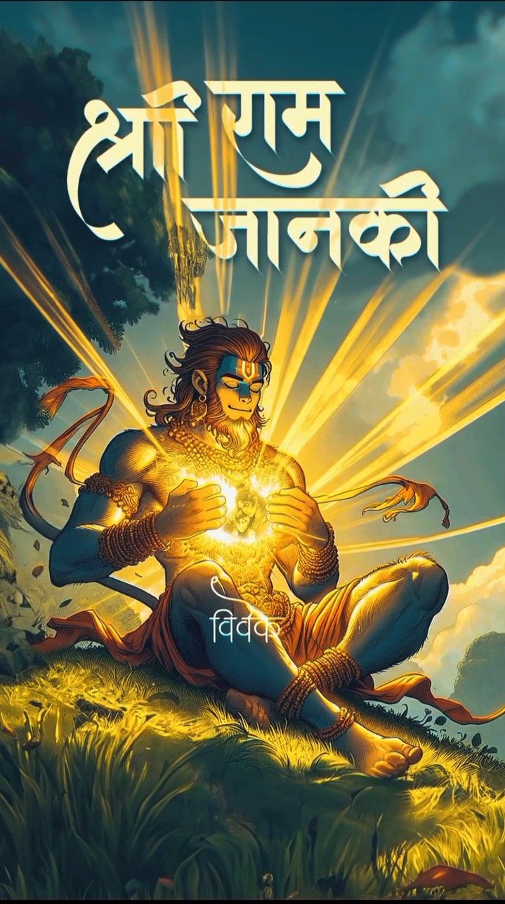 Hanuman carries Sanjeevani mountain with devotion.