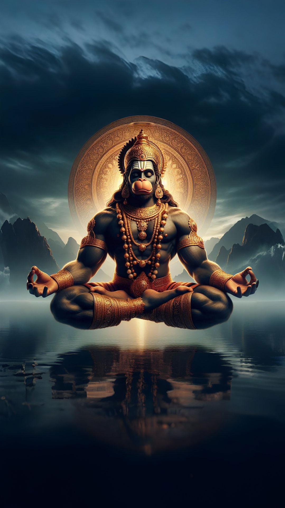 Hanuman meditating in lotus position