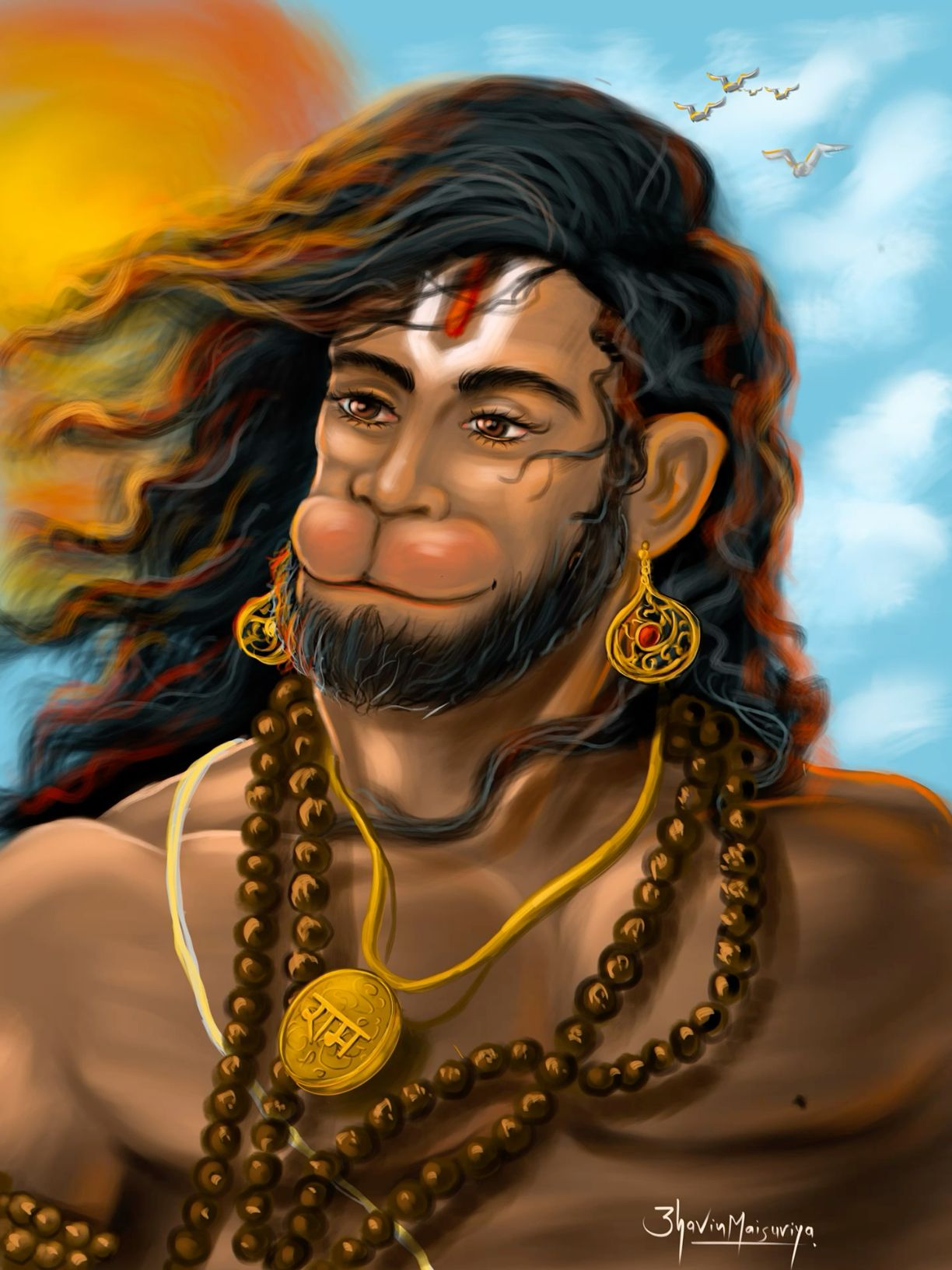 Hanuman portrait with serene expression
