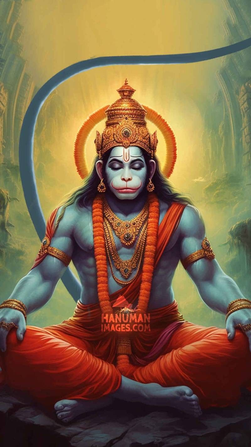 Meditating Hanuman, devotional Hindu god wallpaper