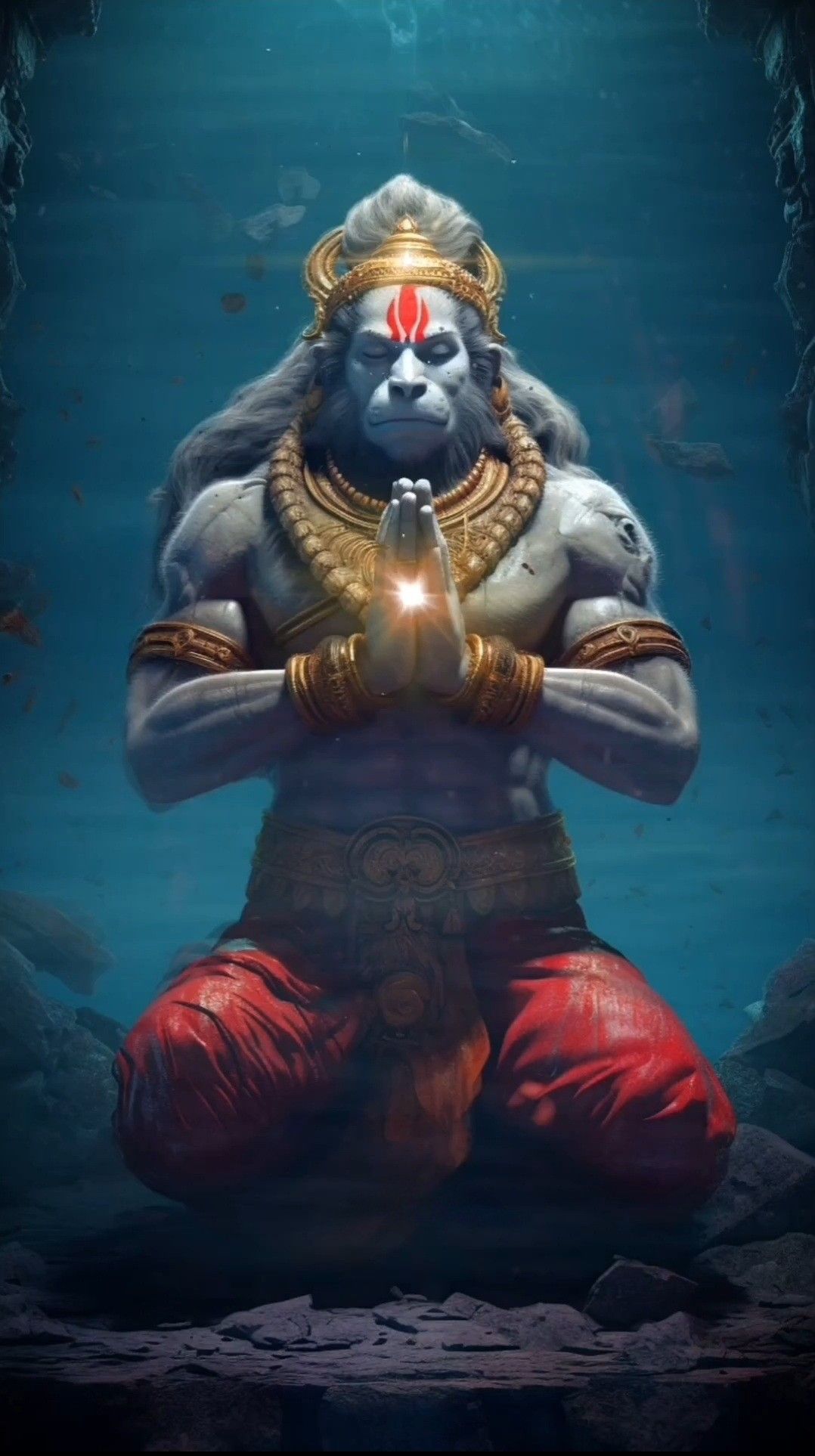 Hanuman in prayerful pose, divine image