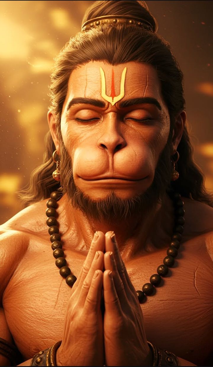 Hanuman in serene prayer pose