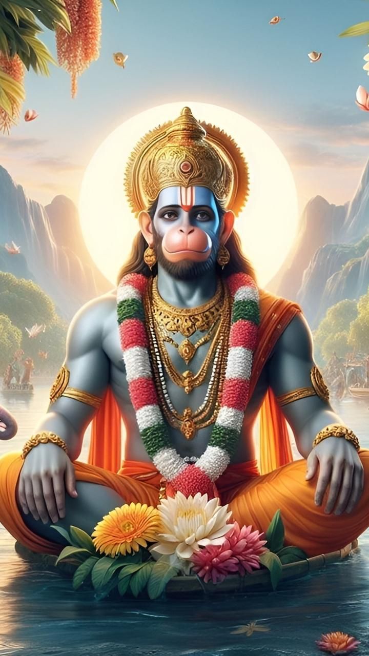 Hanuman seated in lotus position