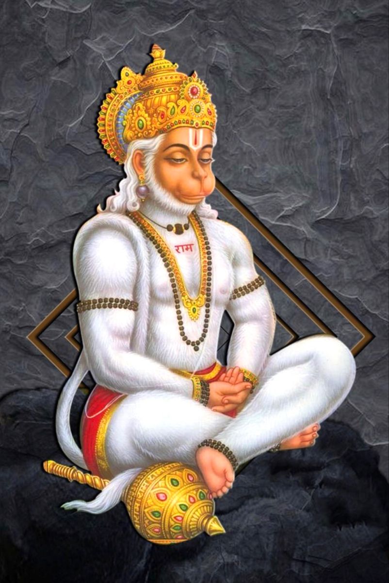 Hanuman in peaceful meditative pose