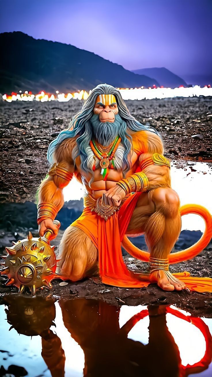 Hanuman stands resolute on the shoreline
