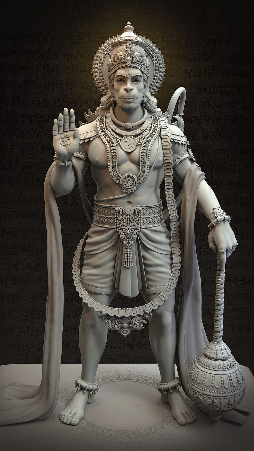 Powerful Hanuman statue with mace