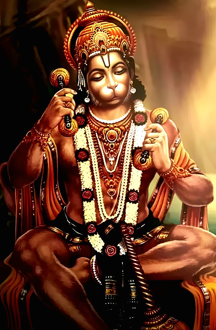 Hanuman seated in meditative prayer pose