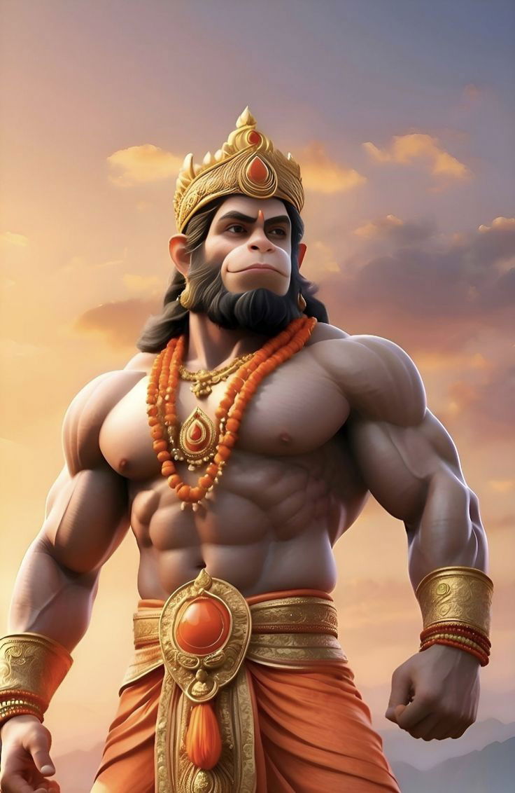 Powerful Hanuman portrait, divine strength, devotion