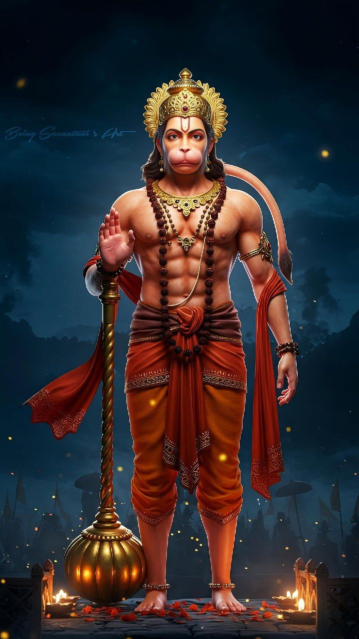 Powerful Hanuman with Mace, divine protector