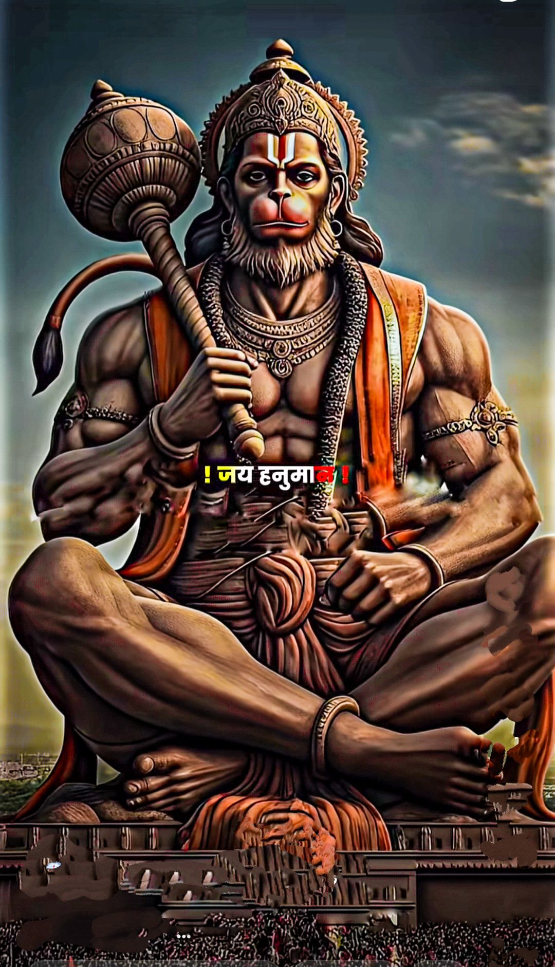 Hanuman sitting with his mace