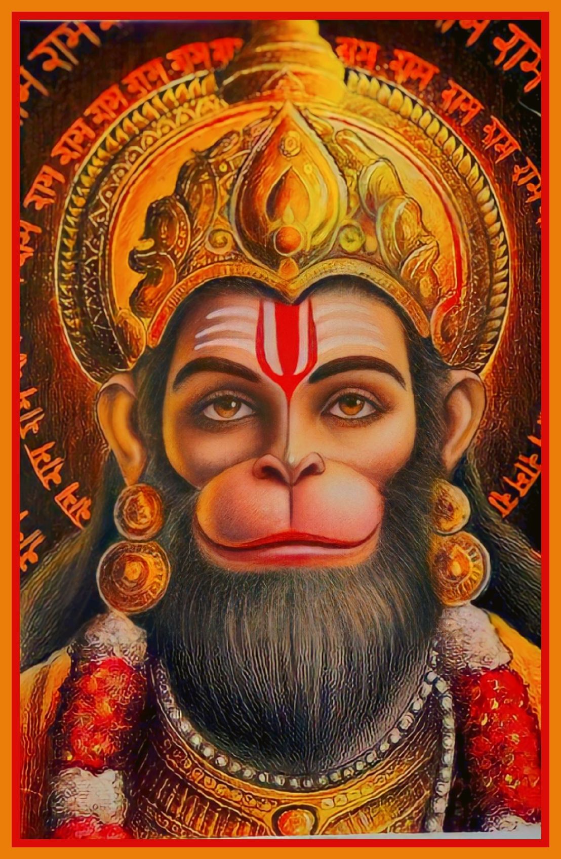 Hanuman portrait, divine and powerful.